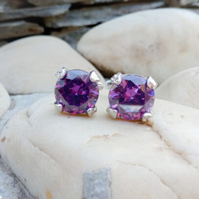 Purple Big Swarovski Stone Cufflinks
